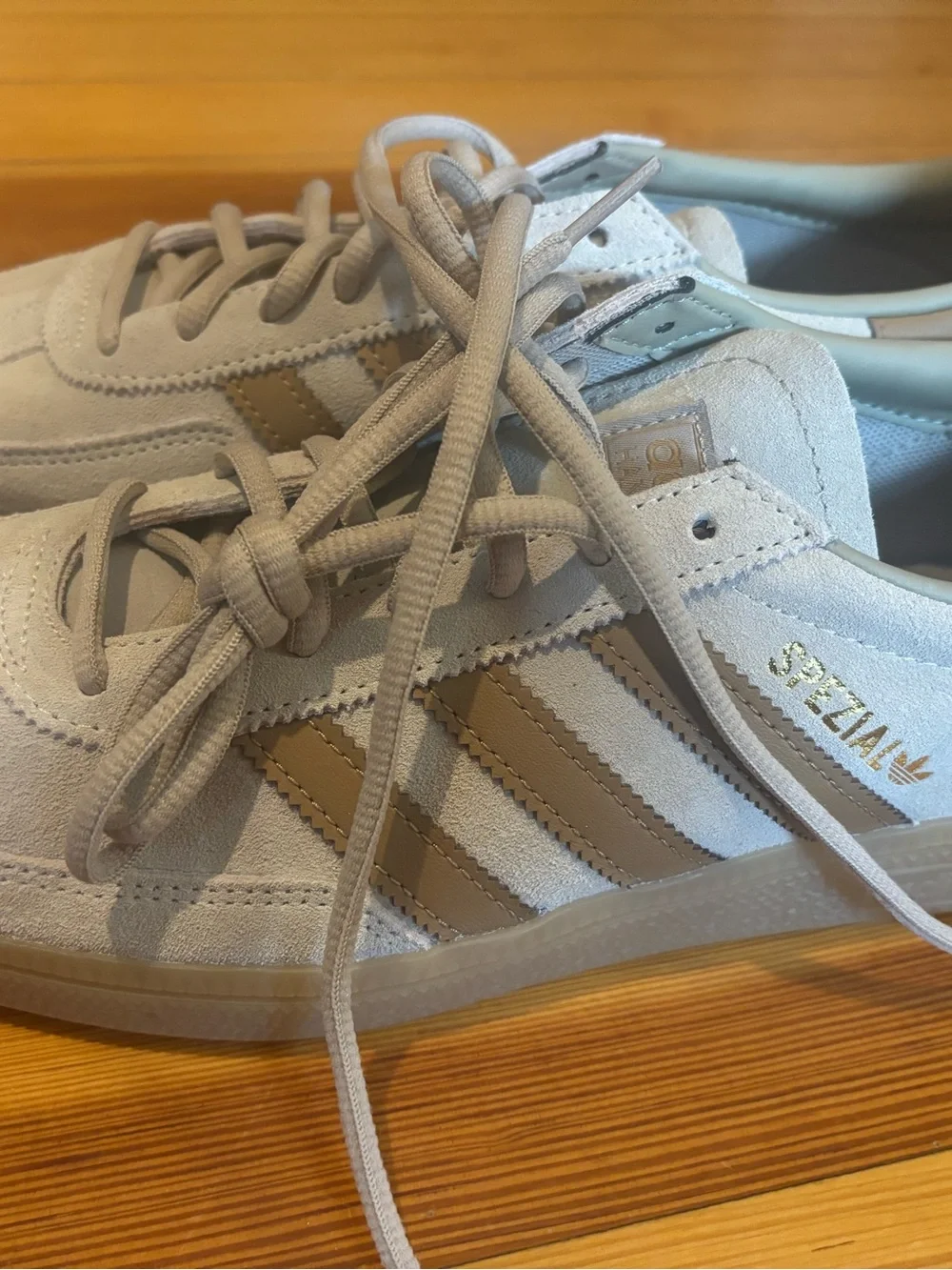 adidas Spezial Suede Sneakers - Light Gray with Tan Stripes